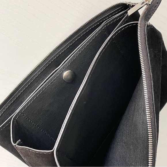 Celine black nappa suede leather trio zip pouch clutch vintage rare dustbag - Picture 6 of 9